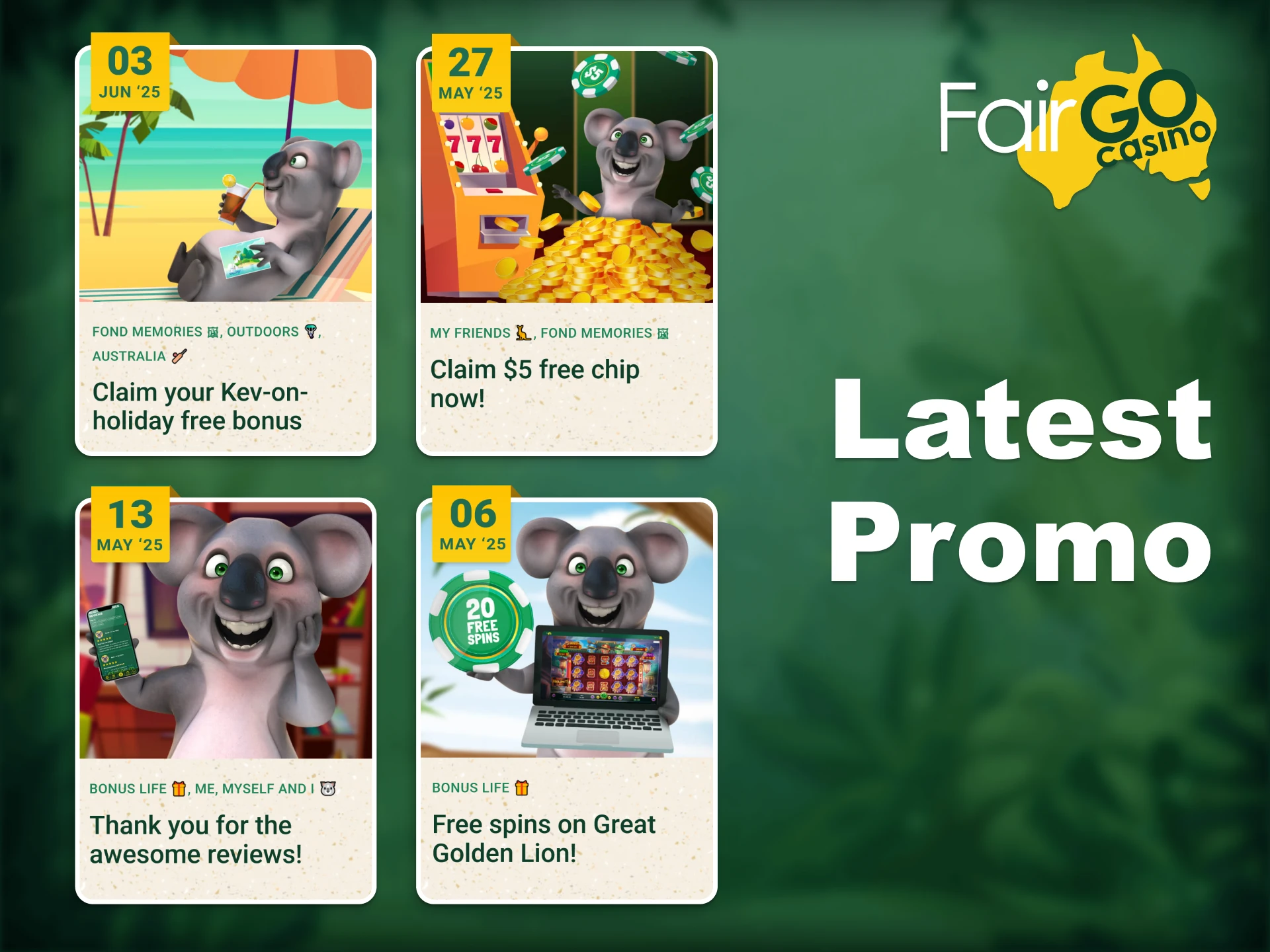 Discover the latest deals and promotions in Fair Go Koala Diary.