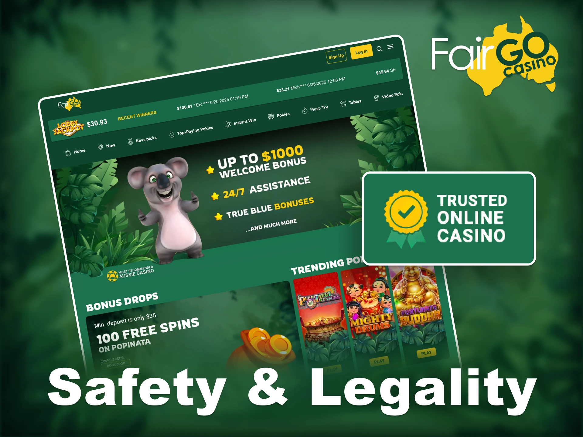 Fair Go ensures a secure and legal online gaming experience.