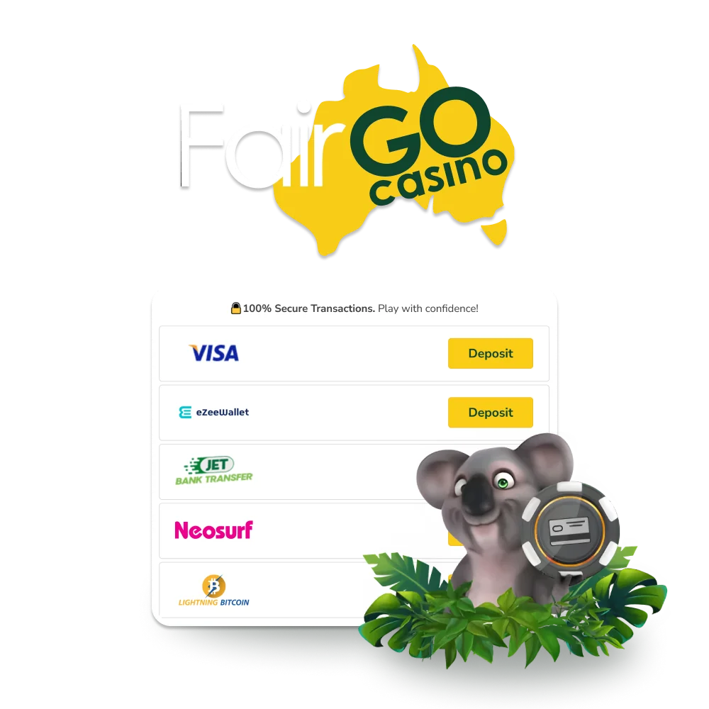 Secure and convenient payment methods are available at Fair Go casino.