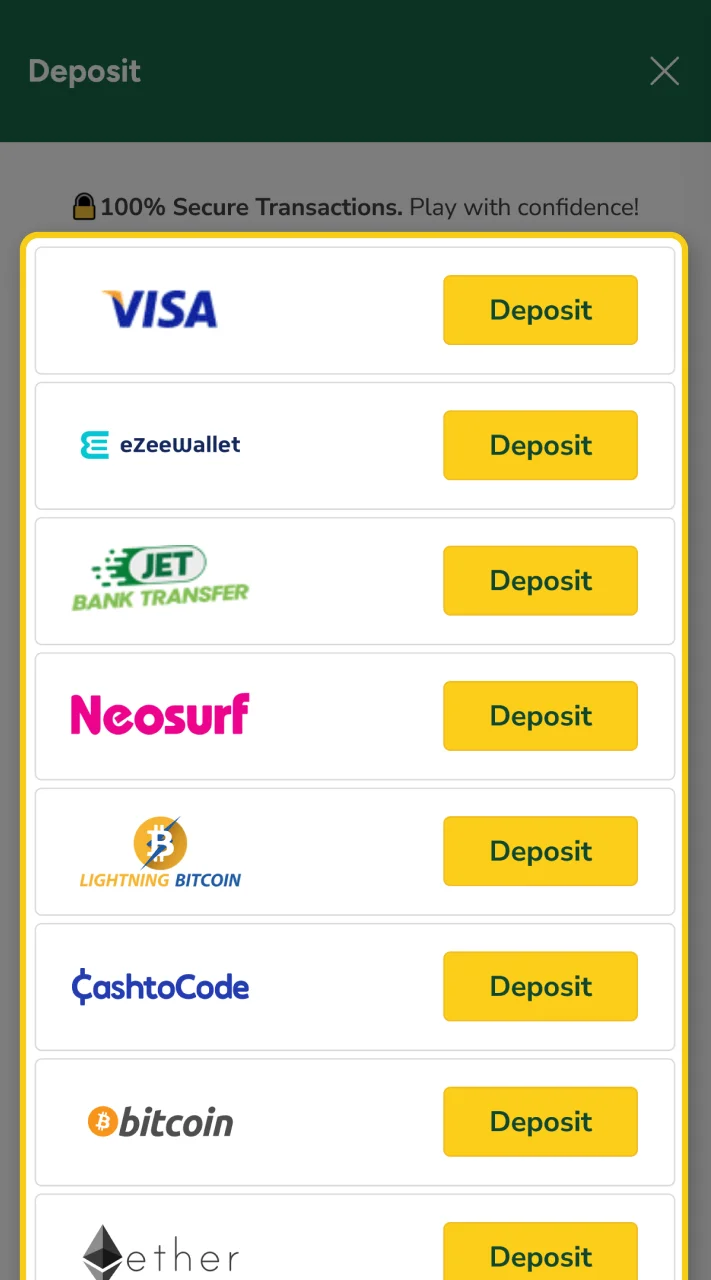 Pick a payment method from the options provided by Fair Go.