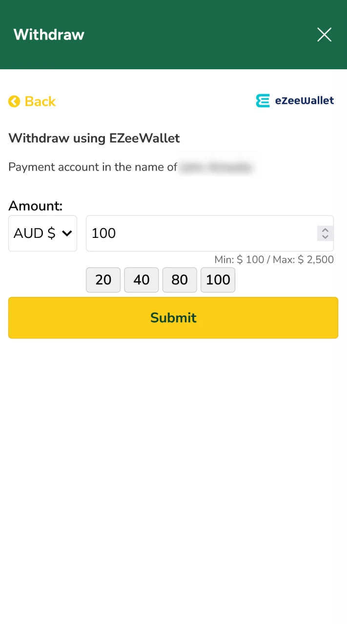 Fill in the details for your withdrawal.