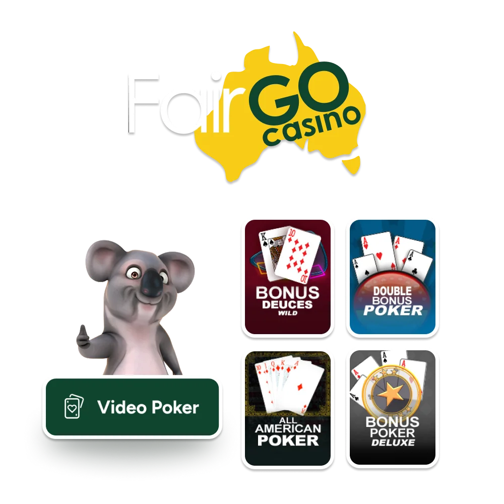 Explore a variety of poker games at Fair Go casino.