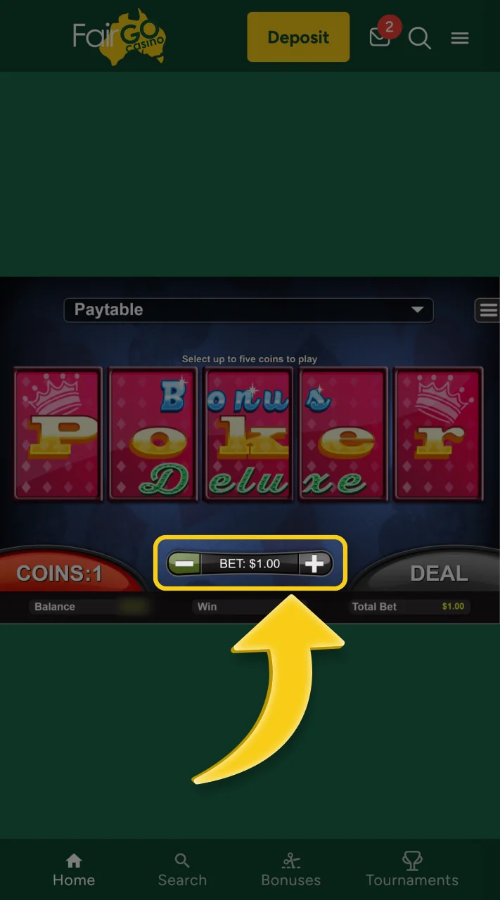 Pick your poker stake to continue.
