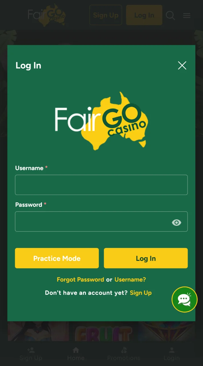 Get started by logging in or signing up at Fair Go.