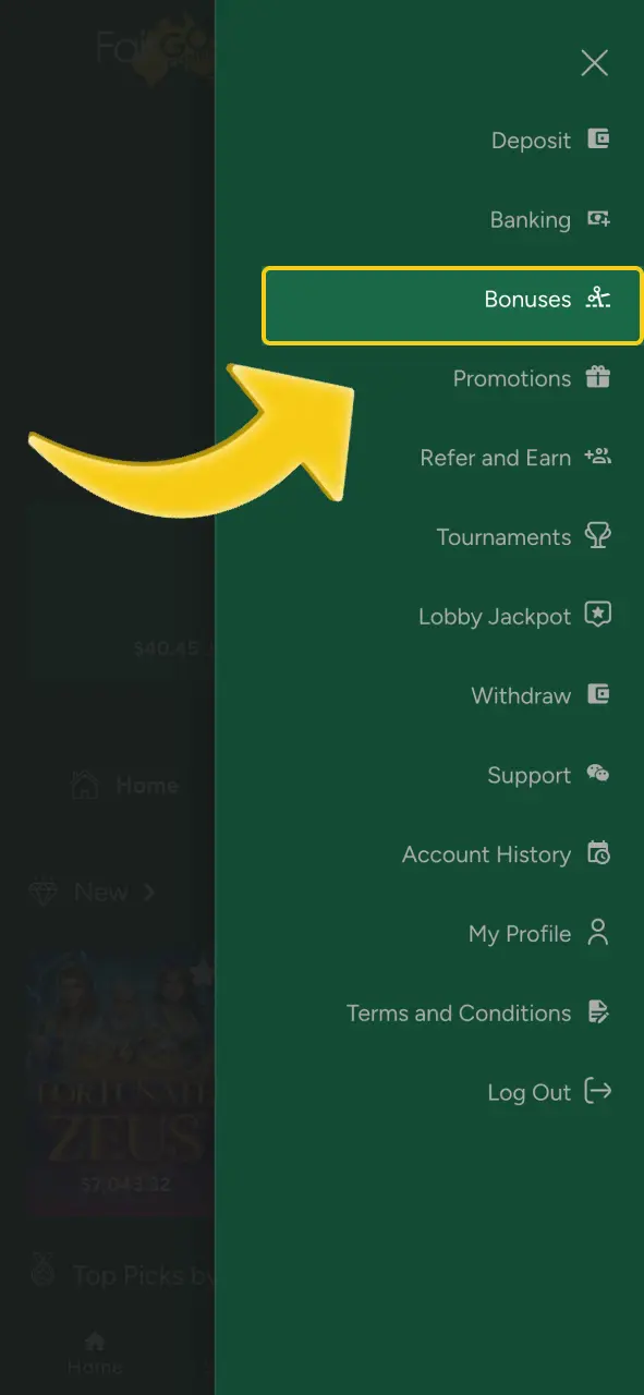 Go to Fair Go Casino bonus section, enter your code.