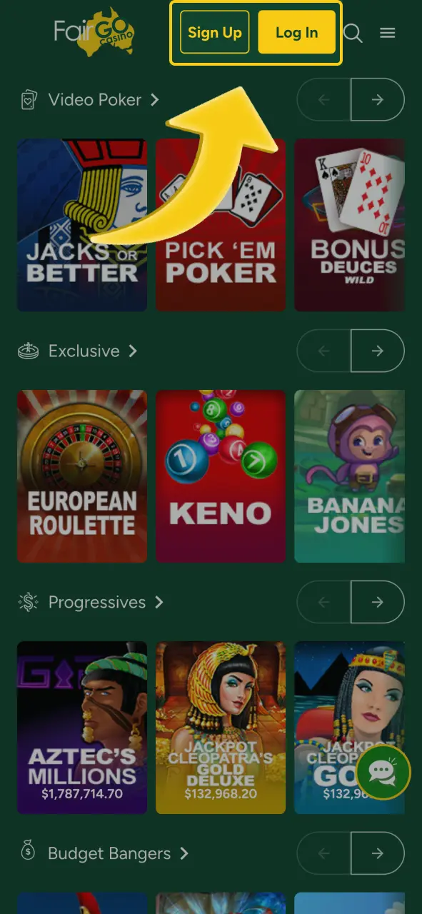 Log in to Fair Go Casino, access all bonuses.