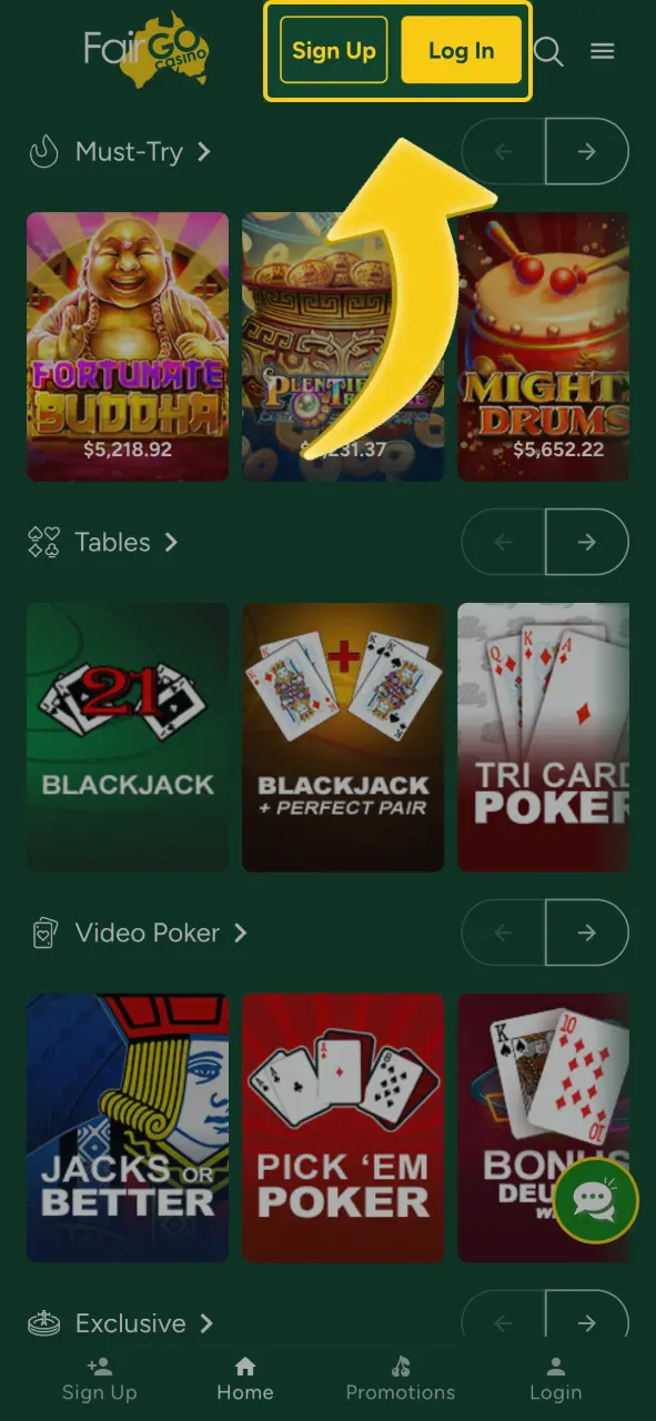 Log in to Fair Go Casino, start playing today.