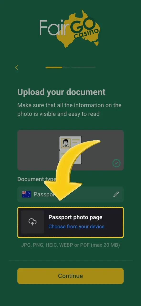 Upload your photo ID at Fair Go Casino, verify fast.